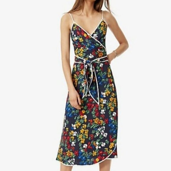 Tory Burch Floral Grotto Wrap Dress Size 8 - Picture 2 of 8
